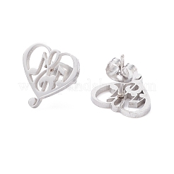 Orecchini a bottone in acciaio inossidabile 304 con cuore resistente all'ossidazione e nota musicale per donna&nbsp;EJEW-Z017-09P