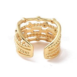 Anello polsino aperto rettangolo con zirconi chiari&nbsp;RJEW-P035-03G