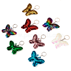 8 Stück 8 Farben reflektierender Pailletten-Schmetterlings-Anhänger-Schlüsselanhänger&nbsp;KEYC-TA0001-19