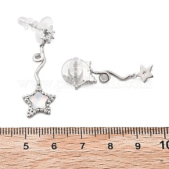 Pendientes de latón con forma de estrella y circonitas cúbicas transparentes&nbsp;EJEW-D301-01P