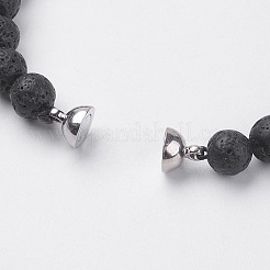 Pulseras de estiramiento de cuentas de roca de lava natural&nbsp;BJEW-I241-16I