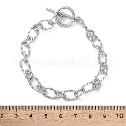 Bracelets à maillons ovales torsadés en acier inoxydable 304 pour femmes&nbsp;BJEW-A036-09P
