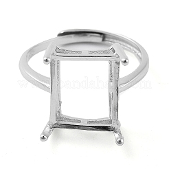 Rechteckige verstellbare 925 Sterling Silber Solitärring-Fassungen&nbsp;STER-G042-11P
