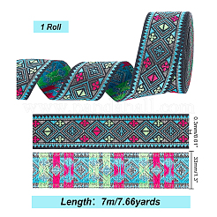 Ruban polyester motif losange de style ethnique&nbsp;OCOR-WH0047-50A