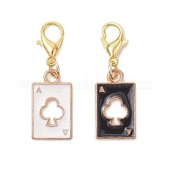 2 pendentif décoratif en alliage émaillé en forme d'as de trèfle&nbsp;HJEW-JM04275