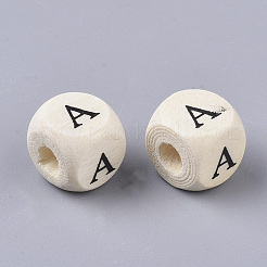 Perles de bois naturel imprimées&nbsp;X-WOOD-T026-001A