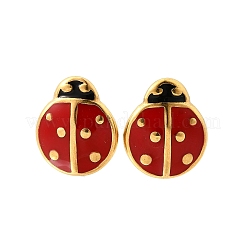 Orecchini a bottone in acciaio inossidabile 304 a forma di coccinella per donna&nbsp;EJEW-K243-15G