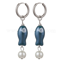 Pendientes de aro de porcelana hechos a mano&nbsp;EJEW-JE06953