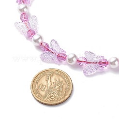 Geflochtene Perlenkette aus Acryl-Schmetterling und Kunststoffperlen für Frauen&nbsp;NJEW-JN04053