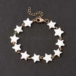Bracciale con catena a maglia a stella conchiglia naturale&nbsp;BJEW-C015-02G