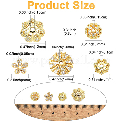 10 pz 5 stili cremagliera placcatura fiore ottone micro pavé trasparente zirconia cubica perline cappucci&nbsp;KK-CJ0002-73