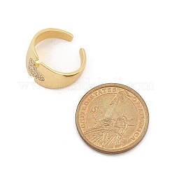 Anelli per polsini da donna con micro pavé di zirconi trasparenti in ottone placcato a cremagliera&nbsp;RJEW-M028-113G