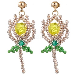 Aretes colgantes con cuentas de vidrio&nbsp;EJEW-MZ00326-02
