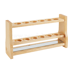 OLYCRAFT 6 Holes Wooden Test Tube Rack 50ML Test Tube Display Stands Tube Display Racks with Glass Mirror Test Tube Holder Rack for Lab Supplies - 10.6x2.5x5.6 Inch