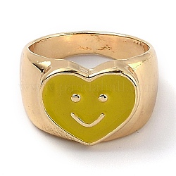 合金エナメルフィンガー指輪  笑顔とハート  ライトゴールド  きいろ  usサイズ6（16.5mm）