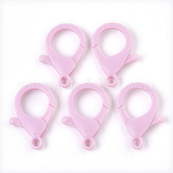 Plastic Lobster Claw Clasps, Pink, 35x24.5x6mm, Hole: 3mm