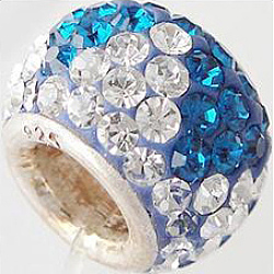 Австрийский кристалл с 925 европейскими бусинами из стерлингового серебра, рондель, 243 _capri синий, 11x7.5 мм, отверстие : 4.5 мм