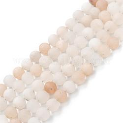 Chapelets de perles en aventurine rose naturel, mat, ronde, 6~6.5mm, Trou: 1mm, Environ 63 pcs/chapelet, 15.5 pouce
