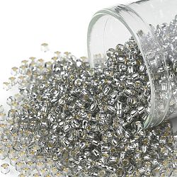 Cuentas de semillas redondas toho, Abalorios de la semilla japonés, (29a) gris claro forrado en plata, 11/0, 2.2mm, agujero: 0.8 mm, aproximamente 1110 unidades / 10 g