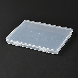 Прямоугольные полипропиленовые (пп) пластиковые ящики, контейнеры для хранения бисера, с откидной крышкой, прозрачные, 14.3x18.5x1.7 см, Внутренний диаметр: 13.2x17.8 cm