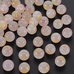 Imitazione perle di vetro giada, perline tonde verniciate a forno bicolore trasparenti, roso, 8x7.5mm, Foro: 1.2~1.4 mm
