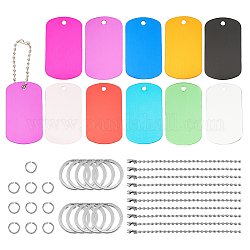 BENECREAT 20Pcs Shield Shape Colored Aluminum Stamping Blanks 5x3cm Pet ID Tags with Storage Box, 30Pcs Jump Rings, 10Pcs Ball Chains, 10Pcs Key Rings for Engraving Art Crafts Making