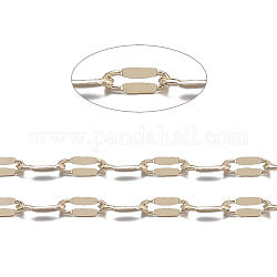 Brass Dapped Chains, Cable Chains, with Spool, Soldered, Flat Oval, Real 18K Gold Plated, 4x2x0.5mm, about 32.8 Feet(10m)/roll