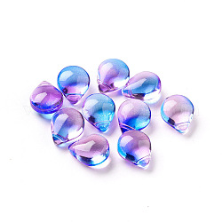 Perle di vetro trasparente, tinti e riscaldato, lacrima, colorato, 12x9x6mm, Foro: 1 mm
