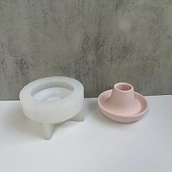 Silikonformen für runde Kerzenhalter selber machen, lustige Peking Hot Pot geformte Kerzenhalterformen, für Harz, Gips, Herstellung von Zementhandwerk, weiß, 9.5x5.7 cm