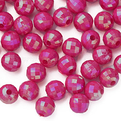 Abalorios acrílicos opacos, color de ab chapado, facetados, redondo, rojo violeta medio, 6x5.5mm, agujero: 1.5 mm, aproximamente 4800 unidades / 500 g