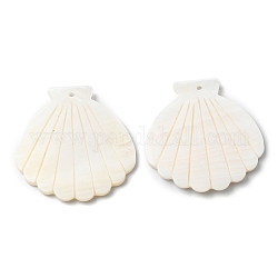 Natural Freshwater Shell Big Pendants, Shell Charm, Seashell Color, 54.5x52x3.5mm, Hole: 2mm
