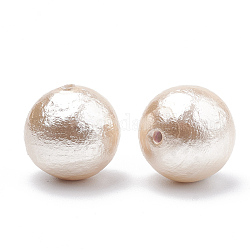 Perlas de algodón comprimido, ecológico, teñido, redondo, cornsilk, 14~14.5mm, agujero: 1.5 mm