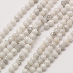 Natürliche Howlith runde Perle Stränge, 3 mm, Bohrung: 0.8 mm, ca. 126 Stk. / Strang, 16 Zoll