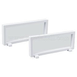 Superfindings 2 x 23 cm présentoir d'image en plastique blanc 3d support de vitrine flottante cadre suspendu pour bagues de championnat défi pièces colliers bracelets