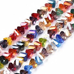 Galvanisieren Glasperlen, Dreieck, Mischfarbe, 3.5x6x4.5 mm, Bohrung: 1 mm, ca. 100 Stk. / Strang, 13.39'' (34 cm)