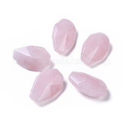 Ciondoli quazo rosa naturale, sfaccettato, lacrima, 36~37.5x23~24x14~15.5mm, Foro: 1.8 mm