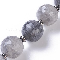 Nuvoloso naturale perle di quarzo fili, sfaccettato, tondo, 30~30.5mm, Foro: 2 mm, circa 6pcs/filo, 7.4 pollice (19 cm)