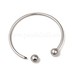 304 Stainless Steel European Style Bangles Making, Cuff Bangles, End with Removable Round Beads, Stainless Steel Color, 2-3/8 inch(6cm)