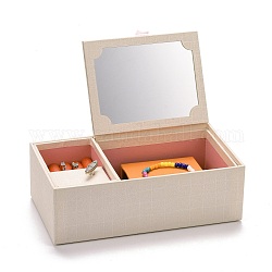Cajas de cartón para joyas musicales con manivela, cajas de almacenamiento con cajón y espejo en el interior, para regalo de niña, rectángulo con cinta, color de concha, 18.4x10.3x6.5 cm