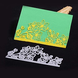 Blumenmuster Kohlenstoffstahl Schneidstempel Schablonen, für DIY Scrapbooking / Fotoalbum, Dekorative Prägepapierkarte aus Papier, Platin matt Farbe, 68.5x150x0.9 mm