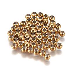 Vacuum Plating 304 Stainless Steel Spacer Beads, Round, Golden, 4x3mm, Hole: 2mm