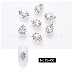 Nail Art Decoration Accessories, with Platinum Alloy & Glass, Teardrop, Crystal, 10x7x4mm