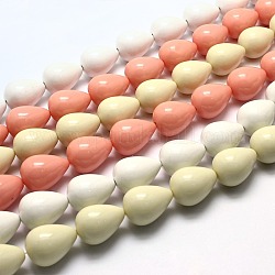 Synthetic Turquoise Beads Strands, Dyed, Teardrop, Mixed Color, 20x15mm, Hole: 1mm, about 19pcs/strand, 15.7inch