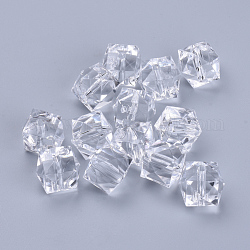 Perles en acrylique transparente, facette, cube, clair, 20x20x18mm, Trou: 2.5mm, environ 120 pcs/500 g