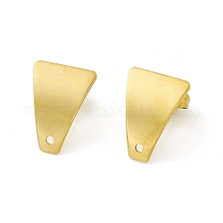 Accessoires de puces d'oreilles en 304 acier inoxydable, avec le trou, trapèze incurvé, or, 16x12x1mm, Trou: 1.4mm, pin: 0.8 mm