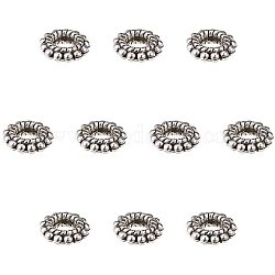 PandaHall 200pcs Large Hole Spacer Beads Tibetan Alloy Antique Silver Donut Rondelle Jewelry Spacers for Bracelet Jewelry Making, 8x2mm, hole: 3mm