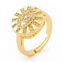 Verstellbarer Ring aus klarem Zirkonia mit bösem Blick, Messingschmuck für Damen, cadmiumfrei und bleifrei, echtes 18k vergoldet, uns Größe 6 1/2 (16.9mm)