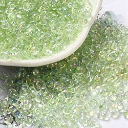 Perles de rocaille en verre, arachide, jaune vert, 5.5~6x3~3.5x3mm, Trou: 1~1.2mm