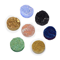 Galvanisieren natürlichen druzy Kristall cabochons, Flachrund, gefärbt, Mischfarbe, 30x8~15 mm