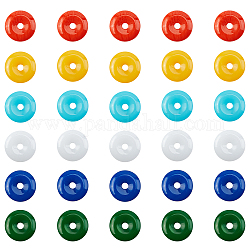 Pendentifs en résine superfindings, beignet / disque, couleur mixte, largeur du beignet: 10 mm, 25x6mm, Trou: 5mm, 6 couleurs, 10 pcs / couleur, 60 pcs / boîte